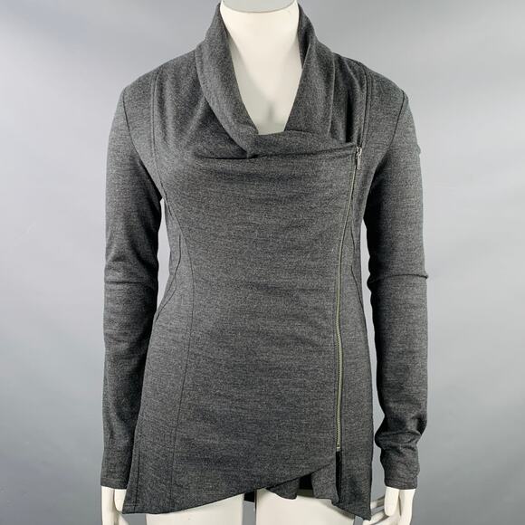 HELMUT LANG Size L Grey Charcoal Wool Zip Up Sweater - Picture 1 of 6